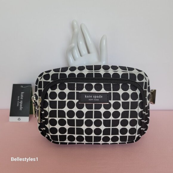 KATE SPADE Belt Bag Noel Jacquarded Printed Fabric Bag- Black Multi ⭐ - Picture 2 of 16